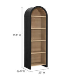 Citron Arched Narrow Bookcase Display Cabinet in Black