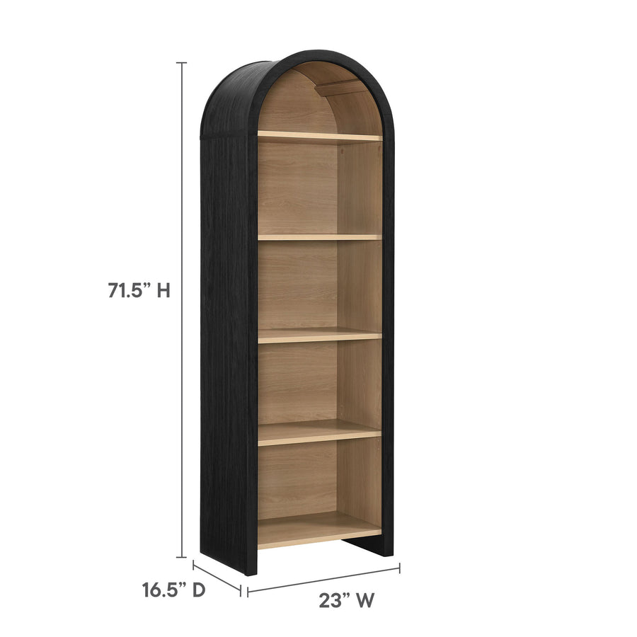 Citron Arched Narrow Bookcase Display Cabinet in Black
