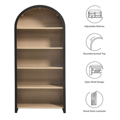 Evie Arched Wide Bookcase Display Cabinet by Furniture For America