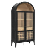 Percale Arched Bar Cabinet in Black Oak
