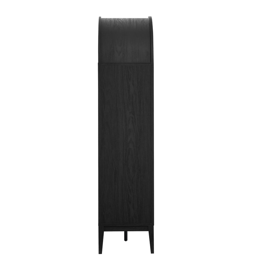 Percale Arched Bar Cabinet in Black Oak
