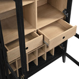 Percale Arched Bar Cabinet in Black Oak