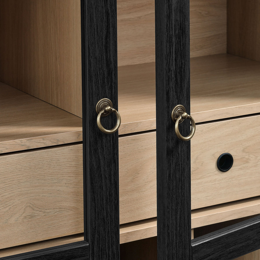 Percale Arched Bar Cabinet in Black Oak