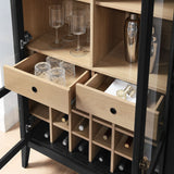 Percale Arched Bar Cabinet in Black Oak
