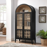 Percale Arched Bar Cabinet in Black Oak