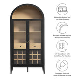 Percale Arched Bar Cabinet in Black Oak