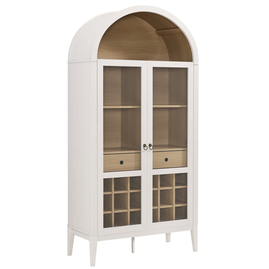 Percale Arched Bar Cabinet in Ivory Oak