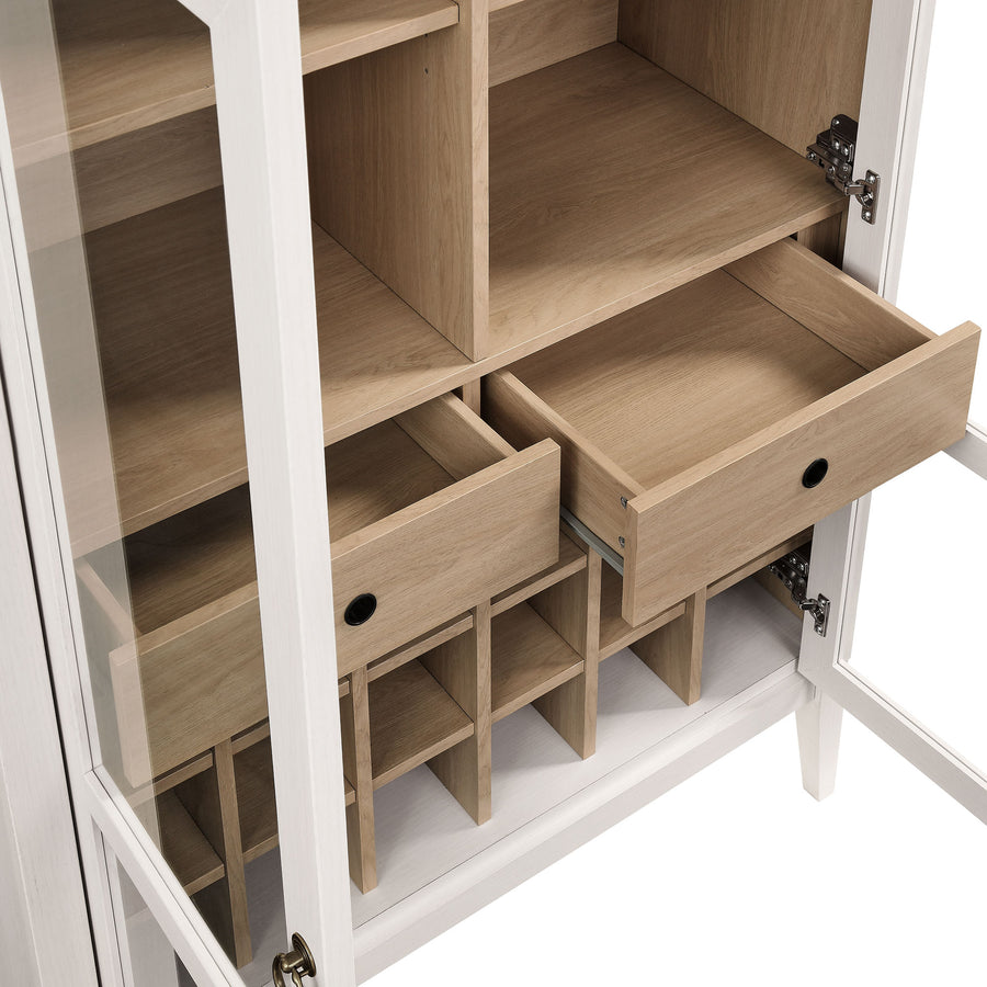 Percale Arched Bar Cabinet in Ivory Oak