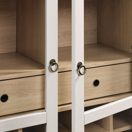 Nolan Arched Bar Cabinet in Ivory Oak
