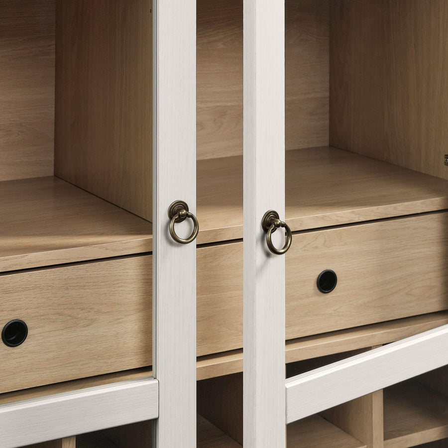 Percale Arched Bar Cabinet in Ivory Oak