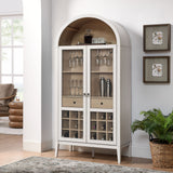 Percale Arched Bar Cabinet in Ivory Oak