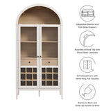 Percale Arched Bar Cabinet in Ivory Oak