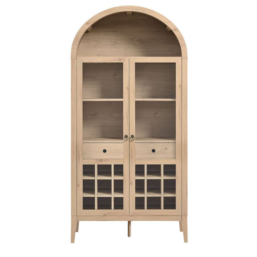 Percale Arched Bar Cabinet in Light Oak