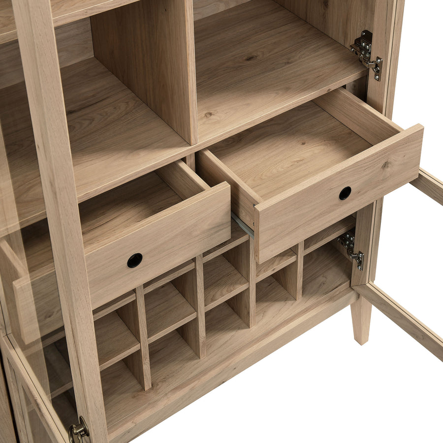 Percale Arched Bar Cabinet in Light Oak