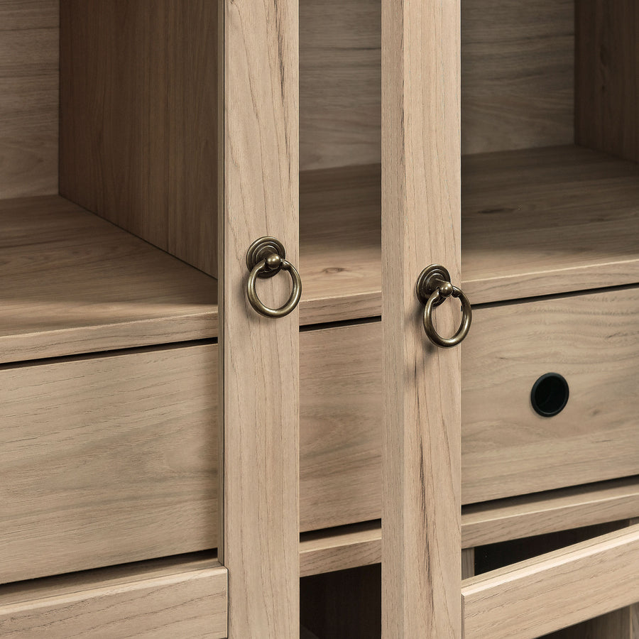 Percale Arched Bar Cabinet in Light Oak
