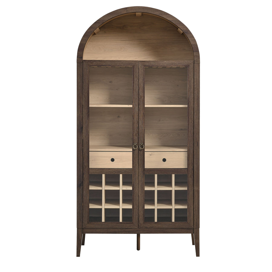 Percale Arched Bar Cabinet in Walnut Light Oak