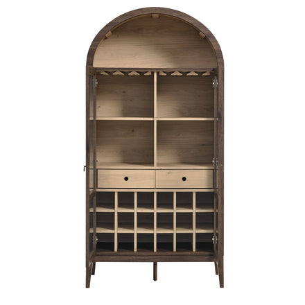 Nolan Arched Bar Cabinet in Walnut Light Oak
