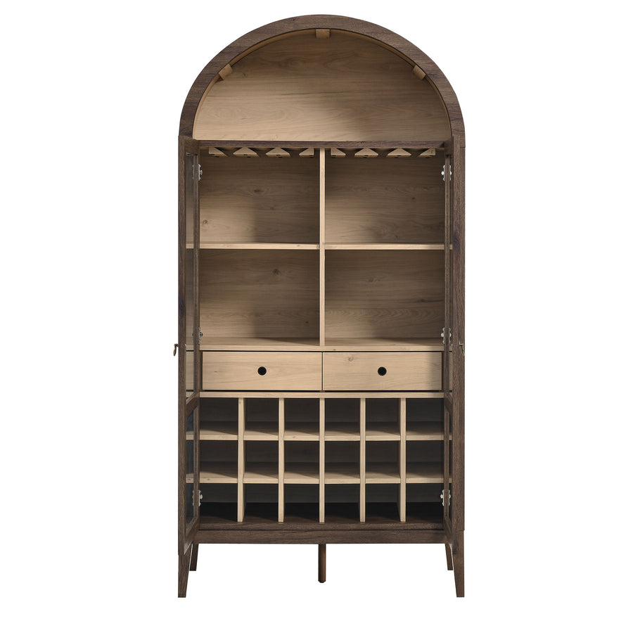 Percale Arched Bar Cabinet in Walnut Light Oak