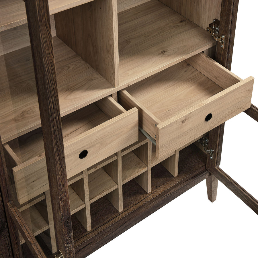 Percale Arched Bar Cabinet in Walnut Light Oak