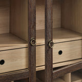 Percale Arched Bar Cabinet in Walnut Light Oak