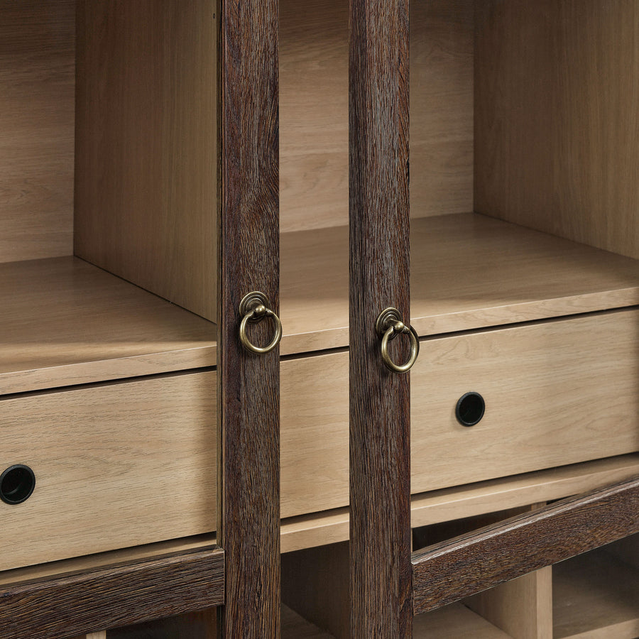 Percale Arched Bar Cabinet in Walnut Light Oak