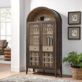Percale Arched Bar Cabinet in Walnut Light Oak