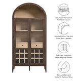 Percale Arched Bar Cabinet in Walnut Light Oak