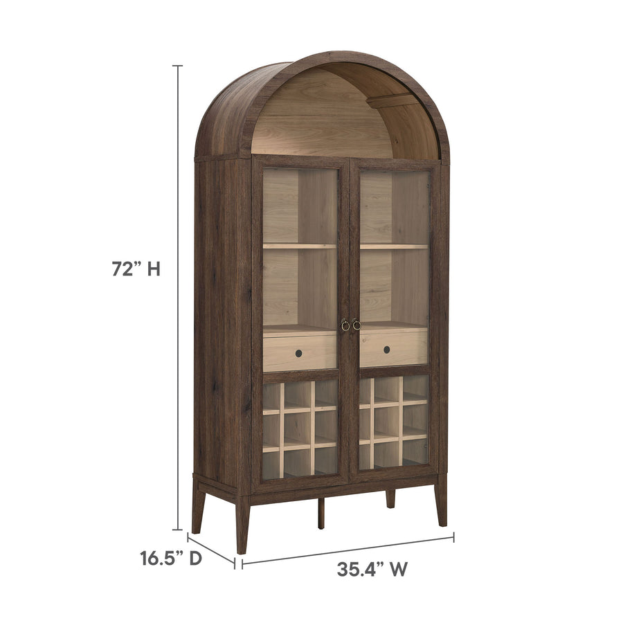 Percale Arched Bar Cabinet in Walnut Light Oak