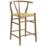 Sisal Wood Counter Stool in Weathered Gray Teak