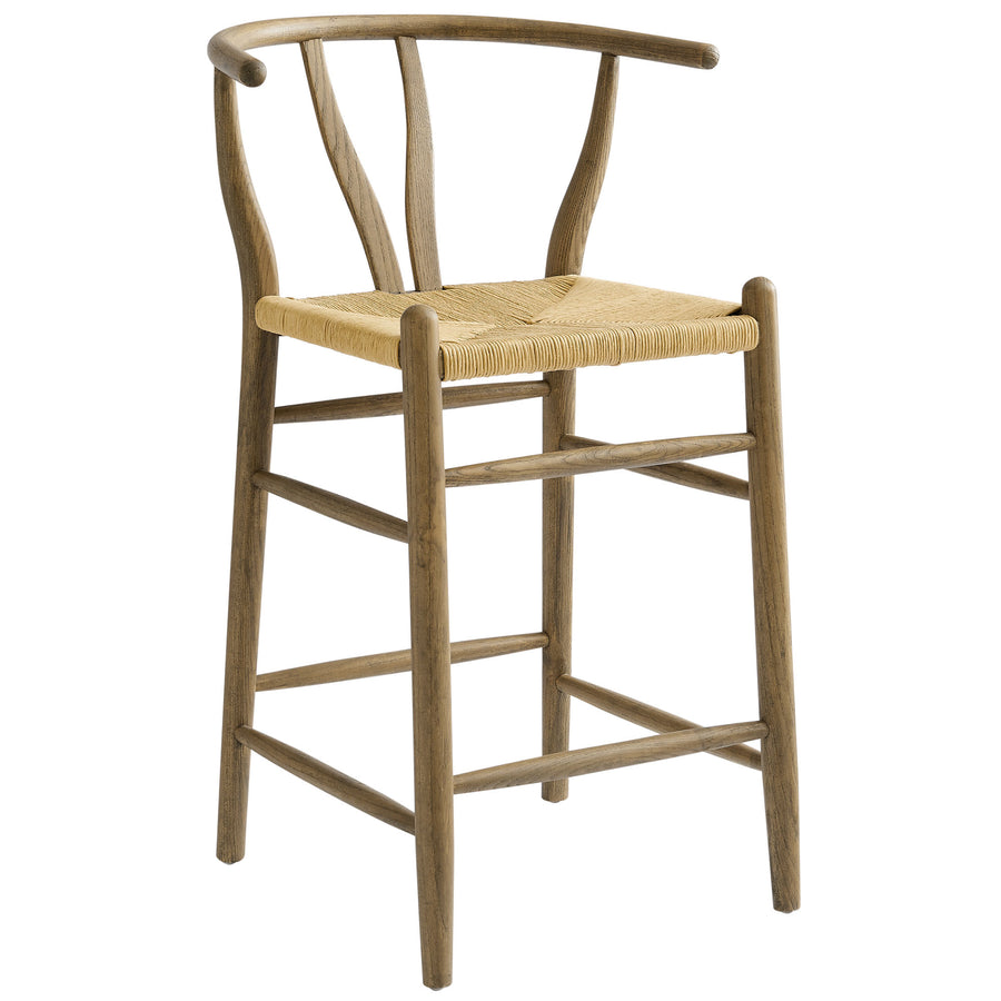 Sisal Wood Counter Stool in Weathered Gray Teak