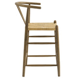 Sisal Wood Counter Stool in Weathered Gray Teak