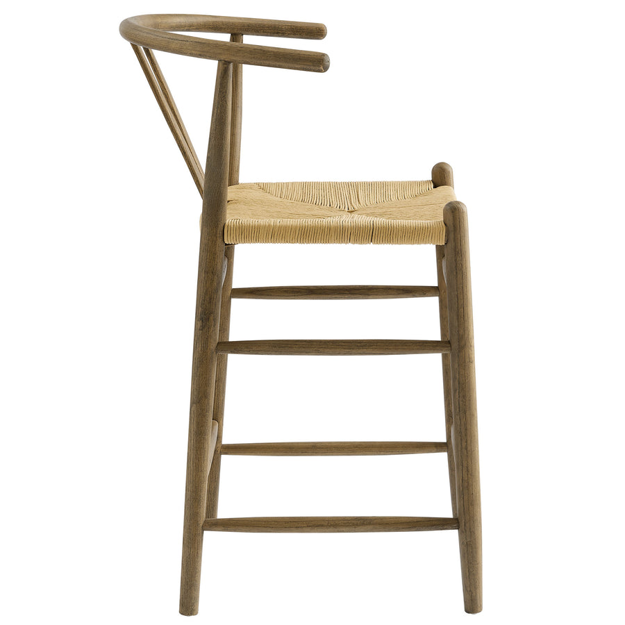 Sisal Wood Counter Stool in Weathered Gray Teak