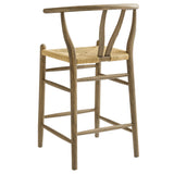 Sisal Wood Counter Stool in Weathered Gray Teak