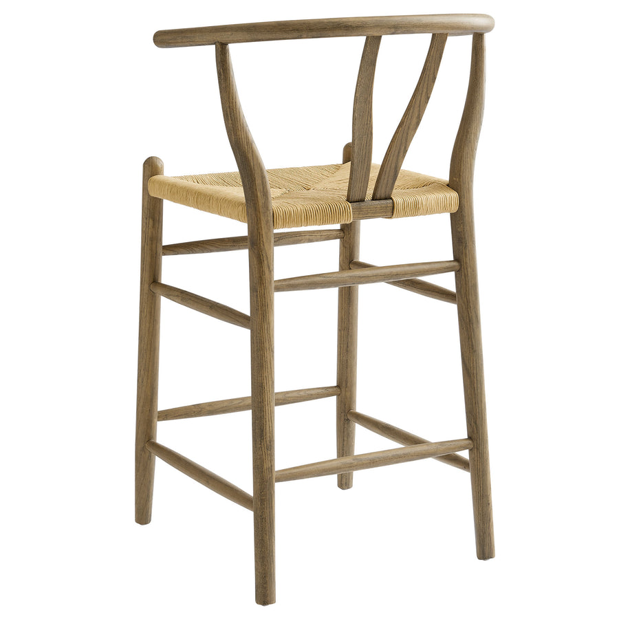 Sisal Wood Counter Stool in Weathered Gray Teak