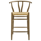 Sisal Wood Counter Stool in Weathered Gray Teak