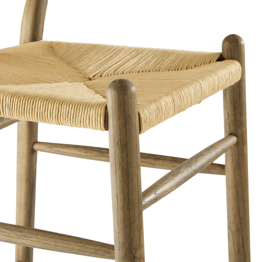 Sisal Wood Counter Stool in Weathered Gray Teak