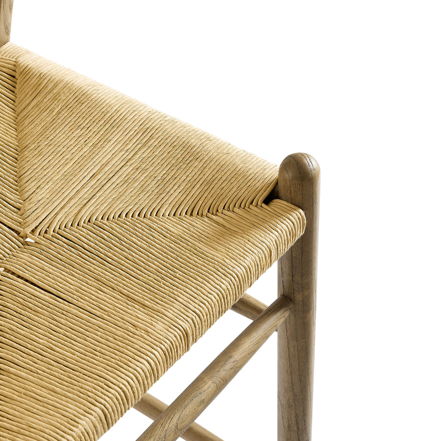 Sisal Wood Counter Stool in Weathered Gray Teak