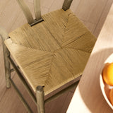 Sisal Wood Counter Stool in Weathered Gray Teak