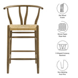 Sisal Wood Counter Stool in Weathered Gray Teak