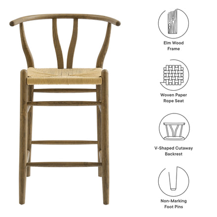 Amish Wood Counter Stool in Weathered Gray Teak