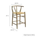 Sisal Wood Counter Stool in Weathered Gray Teak