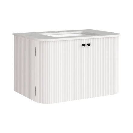 Zia 30" Wall-Mount Bathroom Vanity with Marble Sink in Ivory