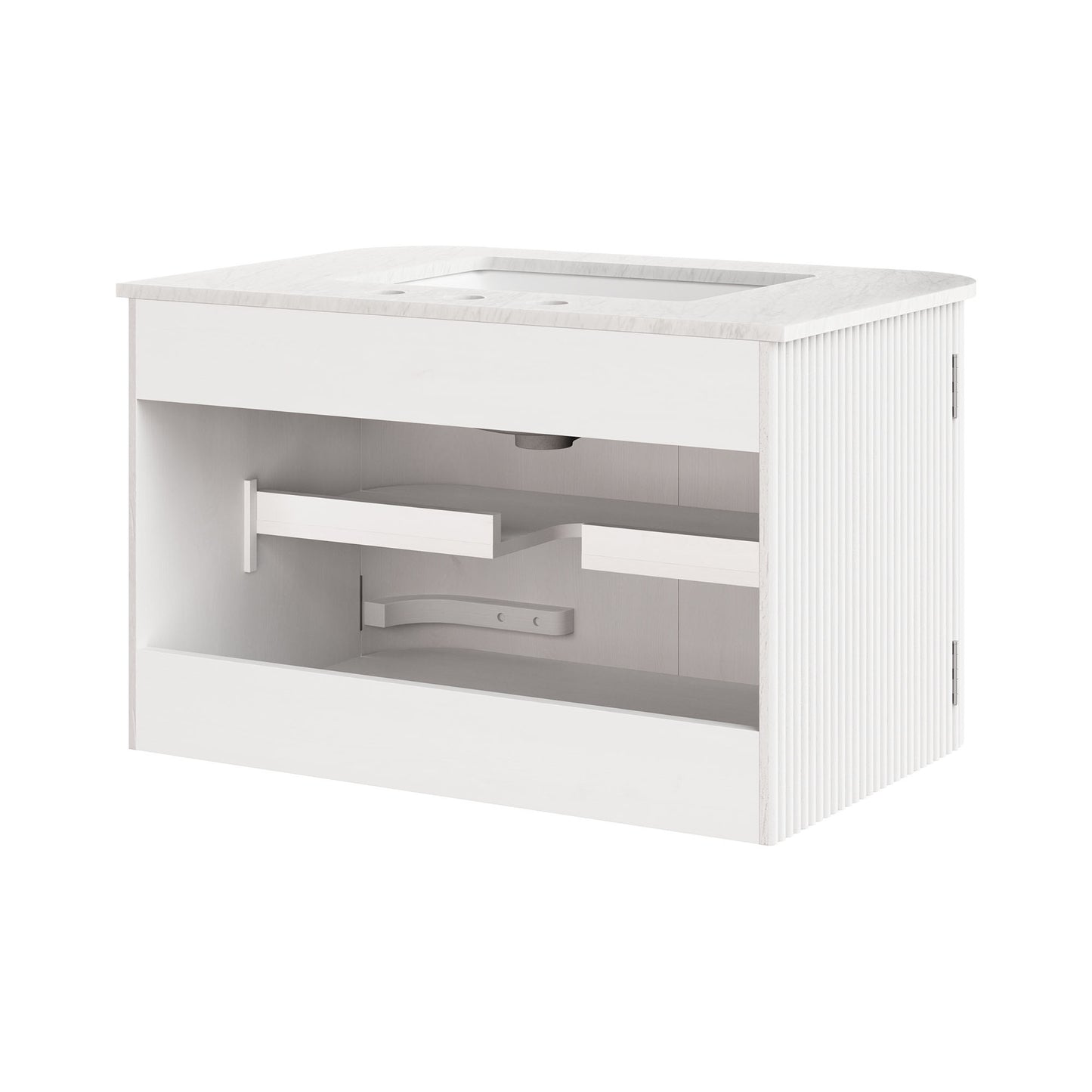 Zia 30" Wall-Mount Bathroom Vanity with Marble Sink by Furniture For America