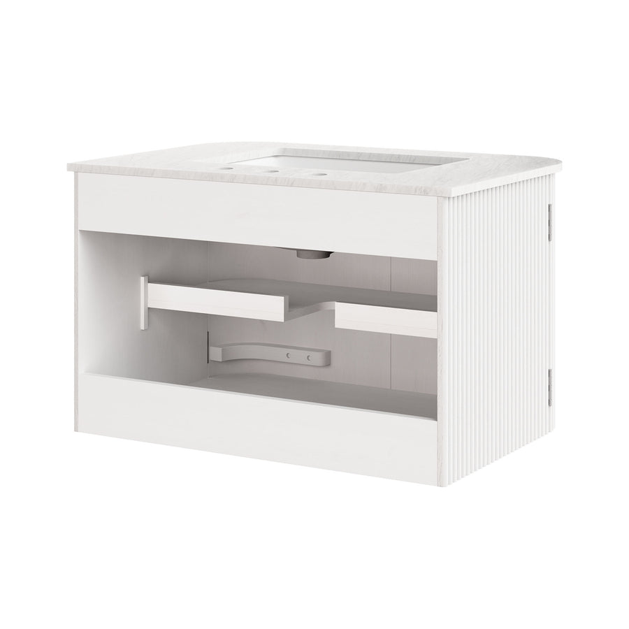 Paloma 30" Wall-Mount Bathroom Vanity with Marble Sink in Ivory