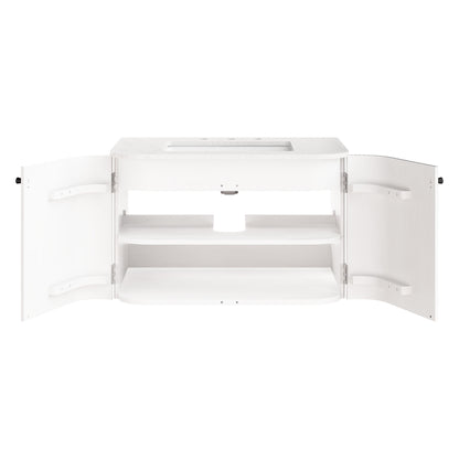 Zia 30" Wall-Mount Bathroom Vanity with Marble Sink by Furniture For America