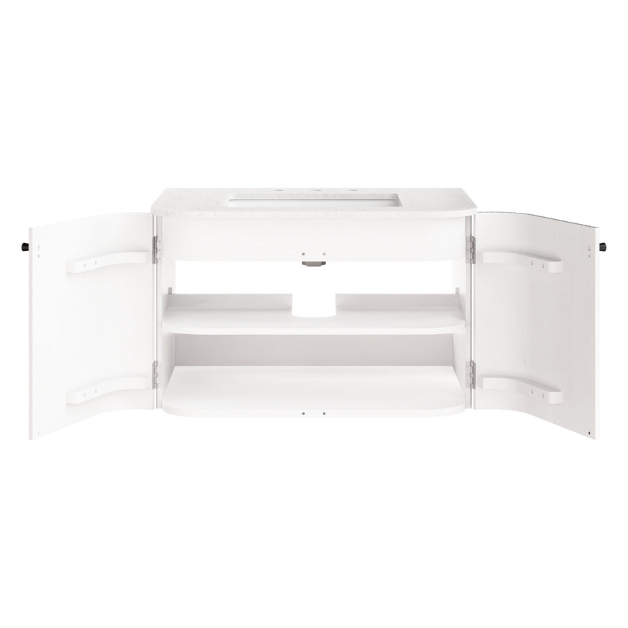 Paloma 30" Wall-Mount Bathroom Vanity with Marble Sink in Ivory