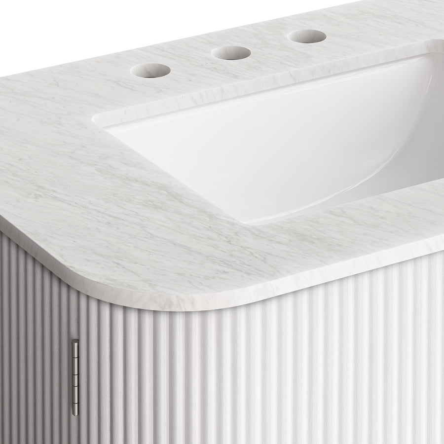 Paloma 30" Wall-Mount Bathroom Vanity with Marble Sink in Ivory