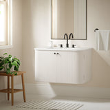 Paloma 30" Wall-Mount Bathroom Vanity with Marble Sink in Ivory