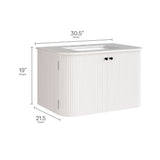 Paloma 30" Wall-Mount Bathroom Vanity with Marble Sink in Ivory