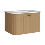 Paloma 30" Wall-Mount Bathroom Vanity with Marble Sink in Natural